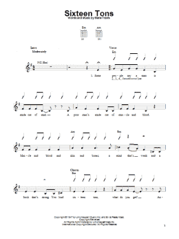page one of Sixteen Tons (Easy Guitar)