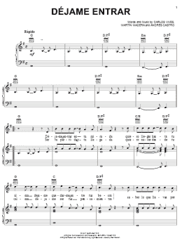 page one of Déjame Entrar (Piano, Vocal & Guitar Chords (Right-Hand Melody))