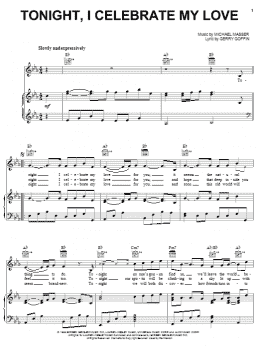 page one of Tonight, I Celebrate My Love (Piano, Vocal & Guitar Chords (Right-Hand Melody))