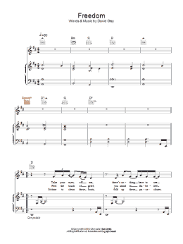 page one of Freedom (Piano, Vocal & Guitar Chords)