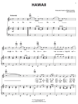 page one of Hawaii (Piano, Vocal & Guitar Chords (Right-Hand Melody))