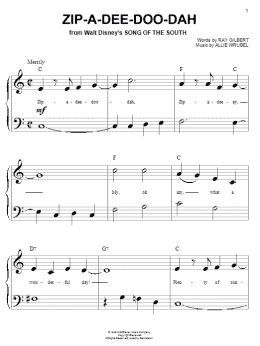 page one of Zip-A-Dee-Doo-Dah (from Song Of The South) (Big Note Piano)