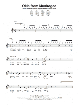 page one of Okie From Muskogee (Easy Guitar)