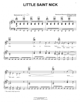 page one of Little Saint Nick (Piano, Vocal & Guitar Chords (Right-Hand Melody))