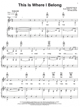 page one of This Is Where I Belong (Piano, Vocal & Guitar Chords (Right-Hand Melody))