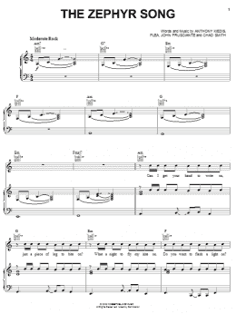 page one of The Zephyr Song (Piano, Vocal & Guitar Chords (Right-Hand Melody))