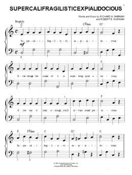 page one of Supercalifragilisticexpialidocious (from Mary Poppins) (Big Note Piano)
