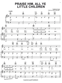 page one of Praise Him, All Ye Little Children (Piano, Vocal & Guitar Chords (Right-Hand Melody))