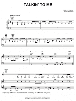 page one of Talkin' To Me (Piano, Vocal & Guitar Chords (Right-Hand Melody))
