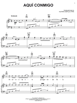 page one of Aqui Conmigo (Piano, Vocal & Guitar Chords (Right-Hand Melody))