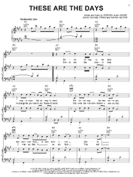 page one of These Are The Days (Piano, Vocal & Guitar Chords (Right-Hand Melody))
