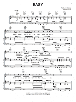 page one of Easy (Piano, Vocal & Guitar Chords (Right-Hand Melody))