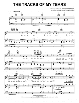 page one of The Tracks Of My Tears (Piano, Vocal & Guitar Chords (Right-Hand Melody))