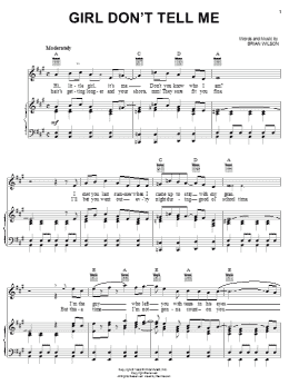 page one of Girl Don't Tell Me (Piano, Vocal & Guitar Chords (Right-Hand Melody))