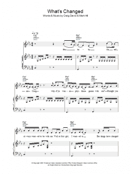 page one of What's Changed (Piano, Vocal & Guitar Chords)
