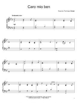 page one of Caro Mio Ben (Piano Solo)
