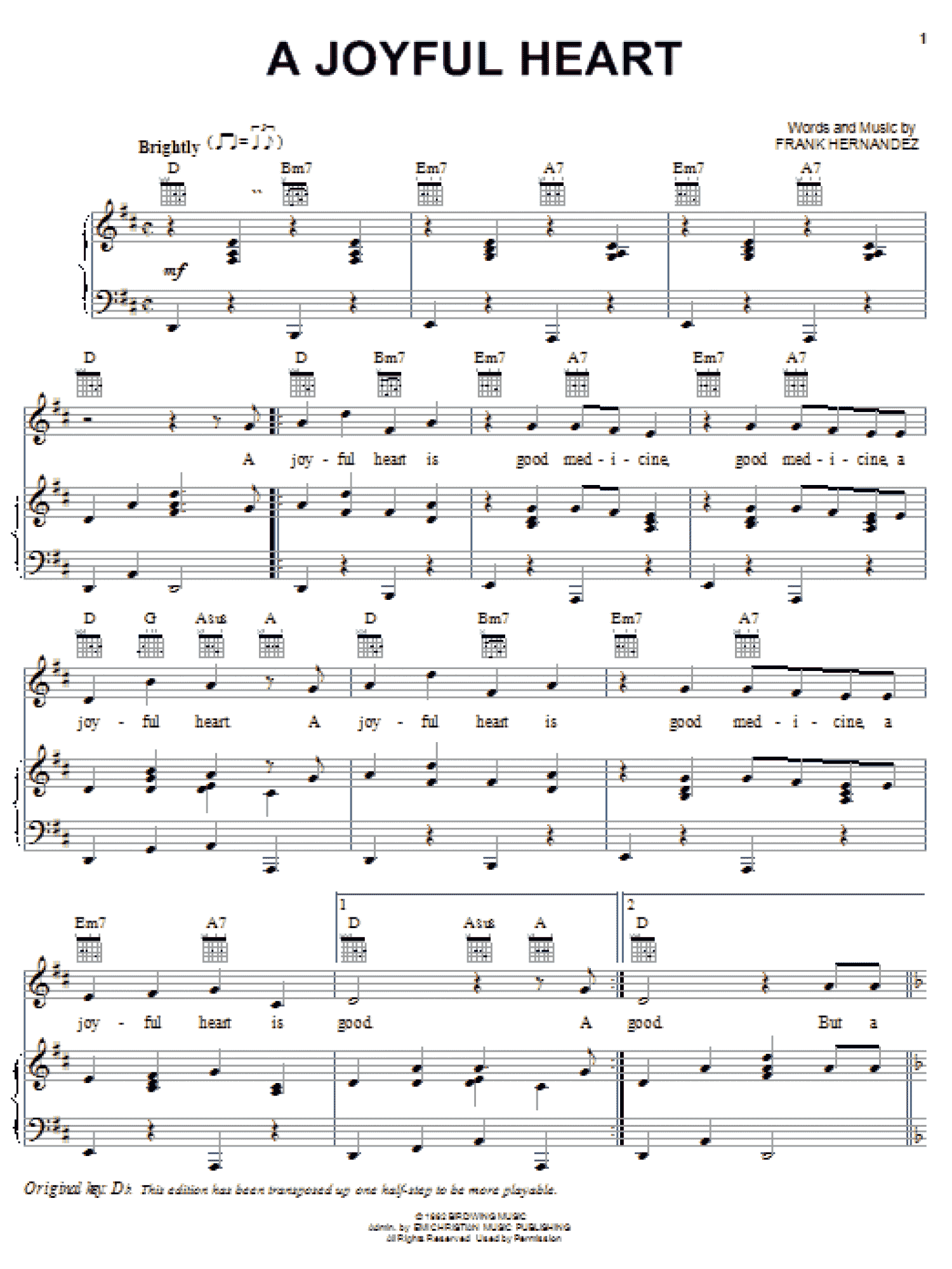 A Joyful Heart (Piano, Vocal & Guitar Chords (Right-Hand Melody))