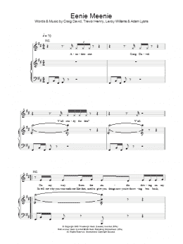 page one of Eenie Meenie (Piano, Vocal & Guitar Chords)