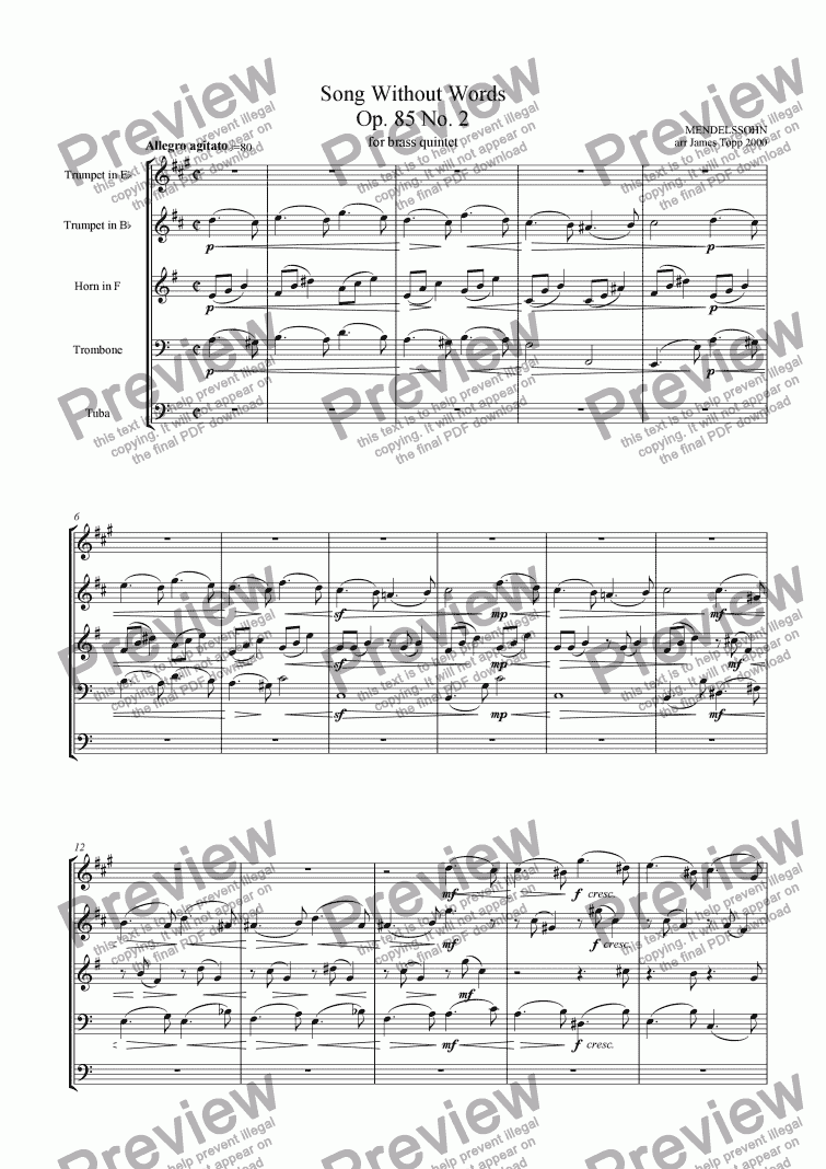 page one of Song Without Words Op. 85 No. 2