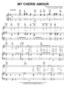 page one of My Cherie Amour (Piano, Vocal & Guitar Chords (Right-Hand Melody))