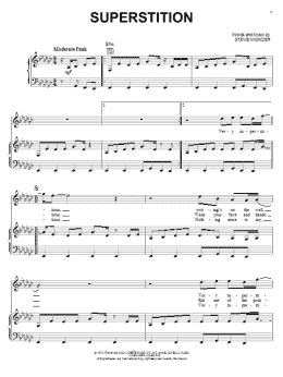 page one of Superstition (Piano, Vocal & Guitar Chords (Right-Hand Melody))