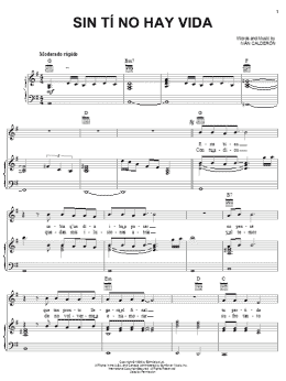 page one of Sin Tí No Hay Vida (Piano, Vocal & Guitar Chords (Right-Hand Melody))
