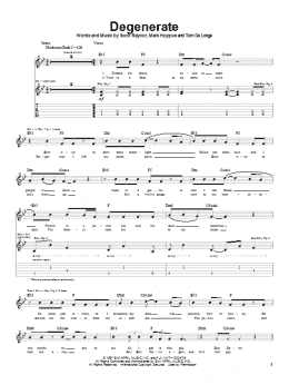 page one of Degenerate (Guitar Tab)