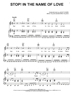 page one of Stop! In The Name Of Love (Piano, Vocal & Guitar Chords (Right-Hand Melody))