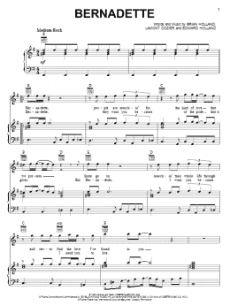 page one of Bernadette (Piano, Vocal & Guitar Chords (Right-Hand Melody))