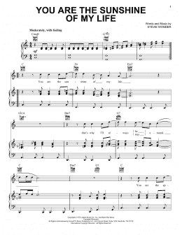 page one of You Are The Sunshine Of My Life (Piano, Vocal & Guitar Chords (Right-Hand Melody))