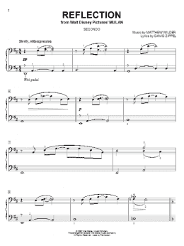 page one of Reflection (from Mulan) (Piano Duet)
