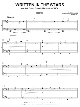 page one of Written In The Stars (from Aida) (Piano Duet)