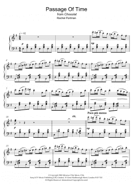 page one of Passage Of Time (from Chocolat) (Piano Solo)