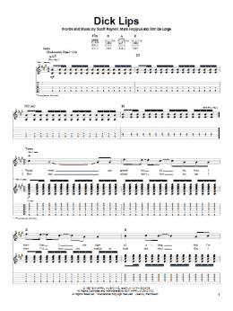 page one of Dick Lips (Guitar Tab)
