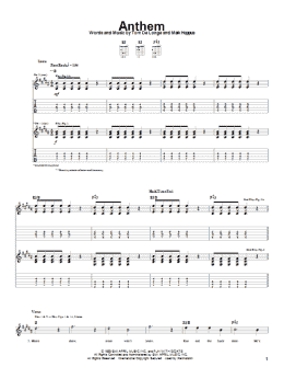 page one of Anthem (Guitar Tab)