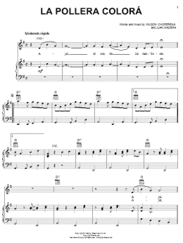 page one of La Pollera Colora (Piano, Vocal & Guitar Chords (Right-Hand Melody))