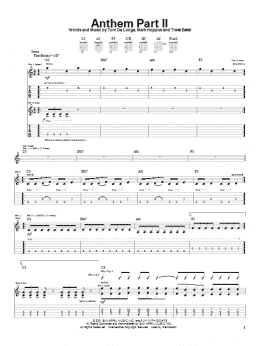 page one of Anthem Part II (Guitar Tab)