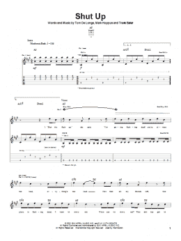 page one of Shut Up (Guitar Tab)