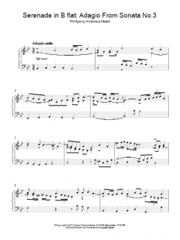 page one of Serenade in B flat: Adagio From Sonata No.3 (Piano Solo)