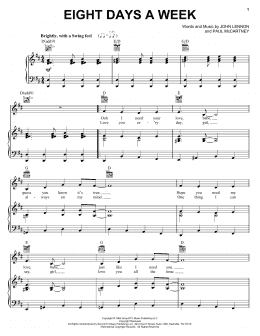 page one of Eight Days A Week (Piano, Vocal & Guitar Chords (Right-Hand Melody))