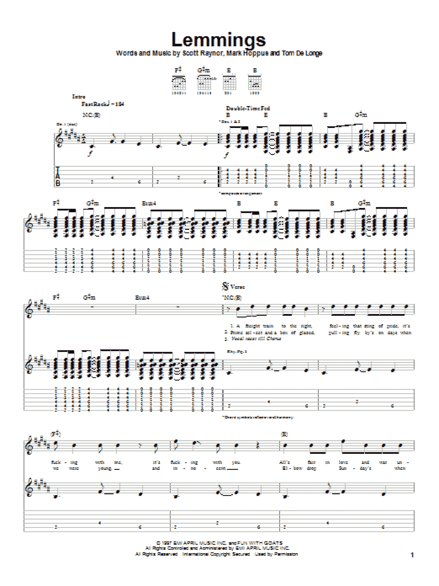 Lemmings (Guitar Tab)