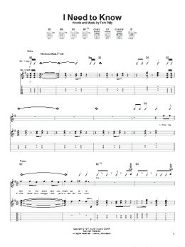 page one of I Need To Know (Guitar Tab)