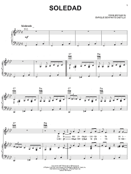 page one of Soledad (Piano, Vocal & Guitar Chords (Right-Hand Melody))