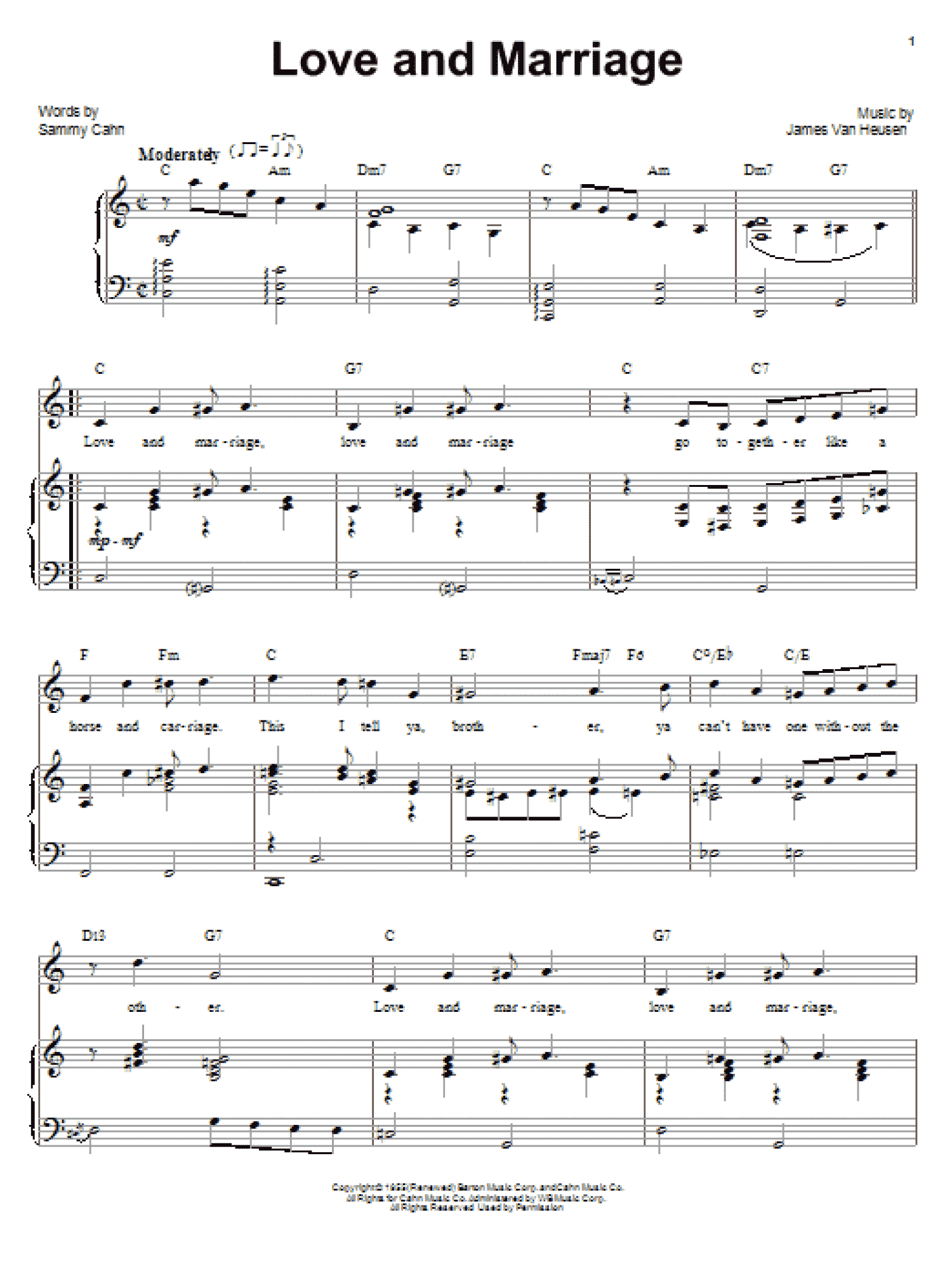 Love And Marriage (Piano, Vocal & Guitar Chords (Right-Hand Melody))