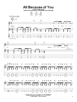 page one of All Because Of You (Guitar Tab)