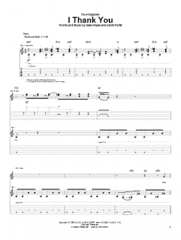 page one of I Thank You (Guitar Tab)