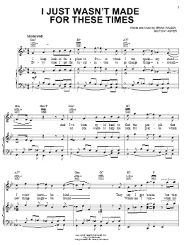 page one of I Just Wasn't Made For These Times (Piano, Vocal & Guitar Chords (Right-Hand Melody))