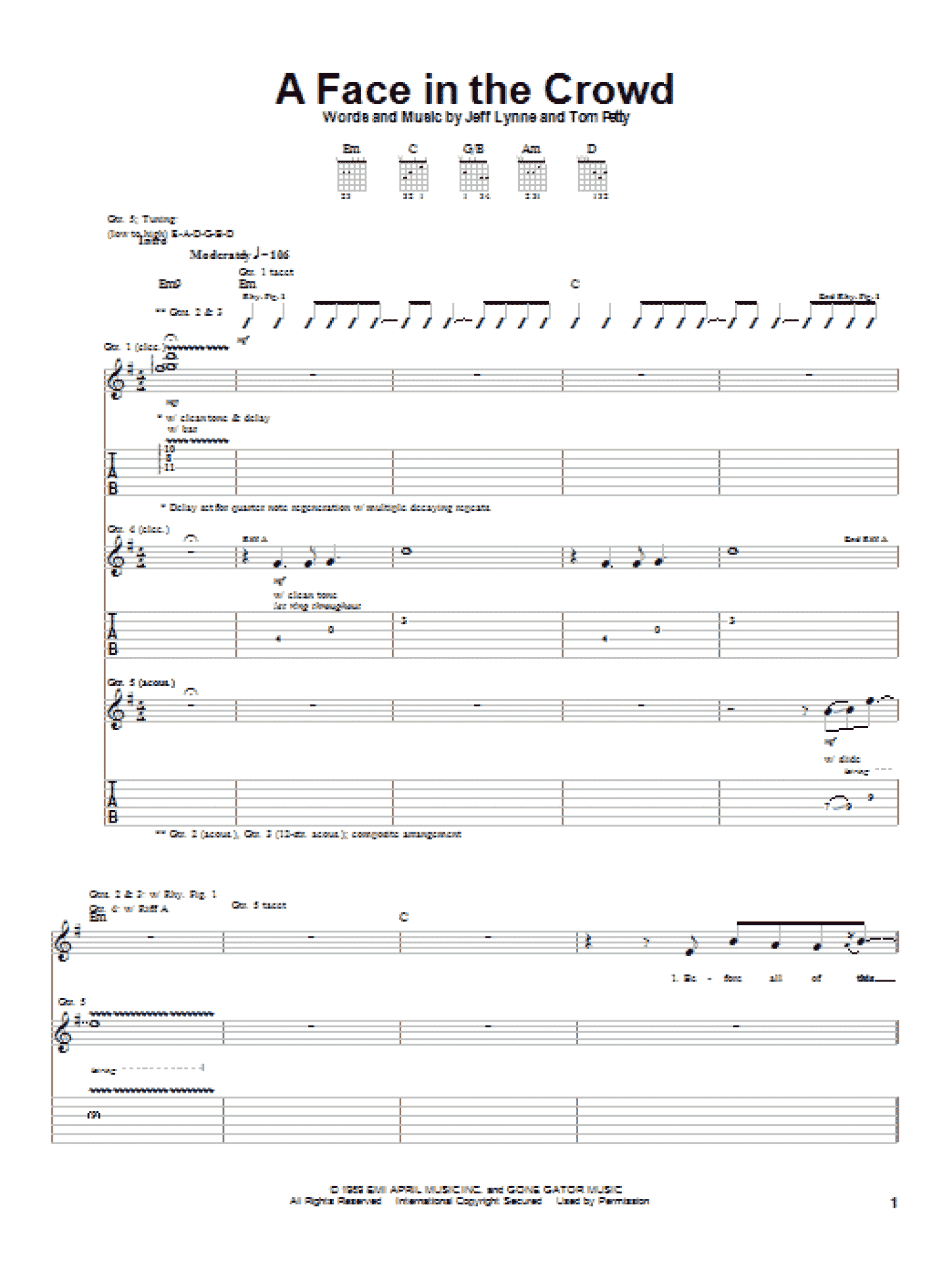 A Face In The Crowd (Guitar Tab)