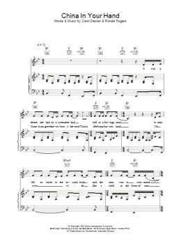 page one of China In Your Hand (Piano, Vocal & Guitar Chords)