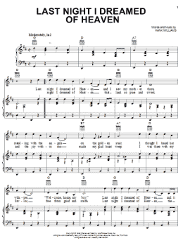 page one of Last Night I Dreamed Of Heaven (Piano, Vocal & Guitar Chords (Right-Hand Melody))